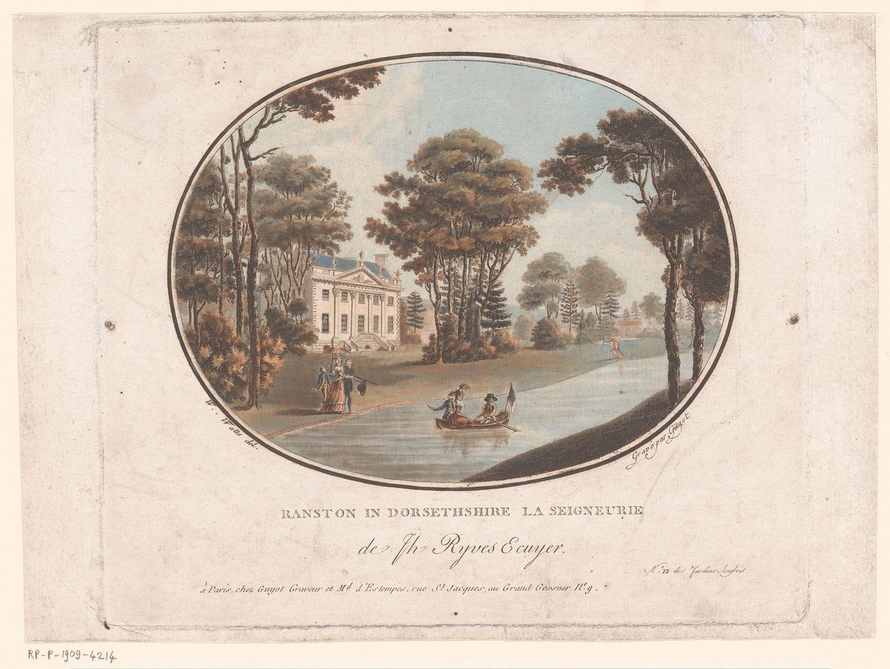 Pohled na Ranston v Dorsetshire Ranston v Dorsethshire La Seigneurie de Jh Ryves Ecuyer. (název na objektu) Jardins Anglais (název série na objektu) Anglické zahrady (název série) od Laurent Guyot
