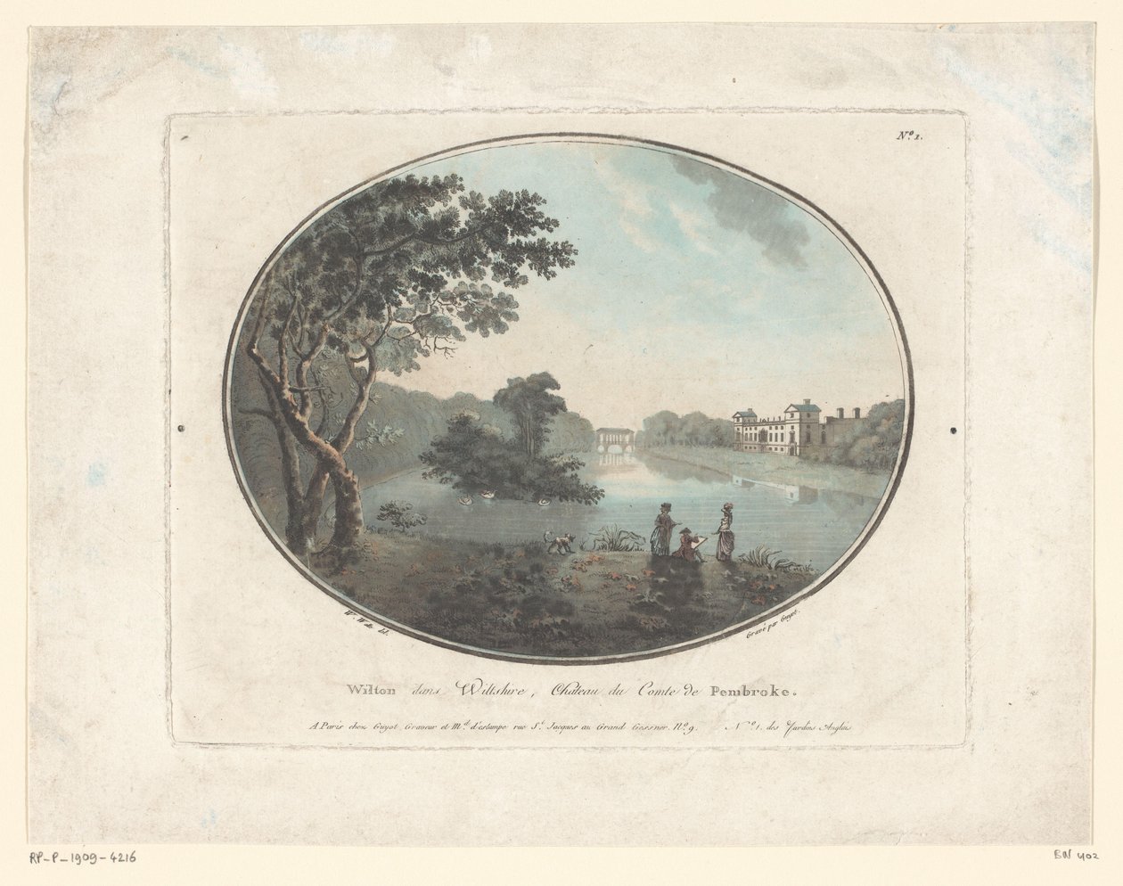 Pohled na Wilton House Wilton dance Willshire, Chateau du Comte de Pembroke (název na objektu) Jardins Anglais (název série na objektu) Anglické zahrady (název série) od Laurent Guyot