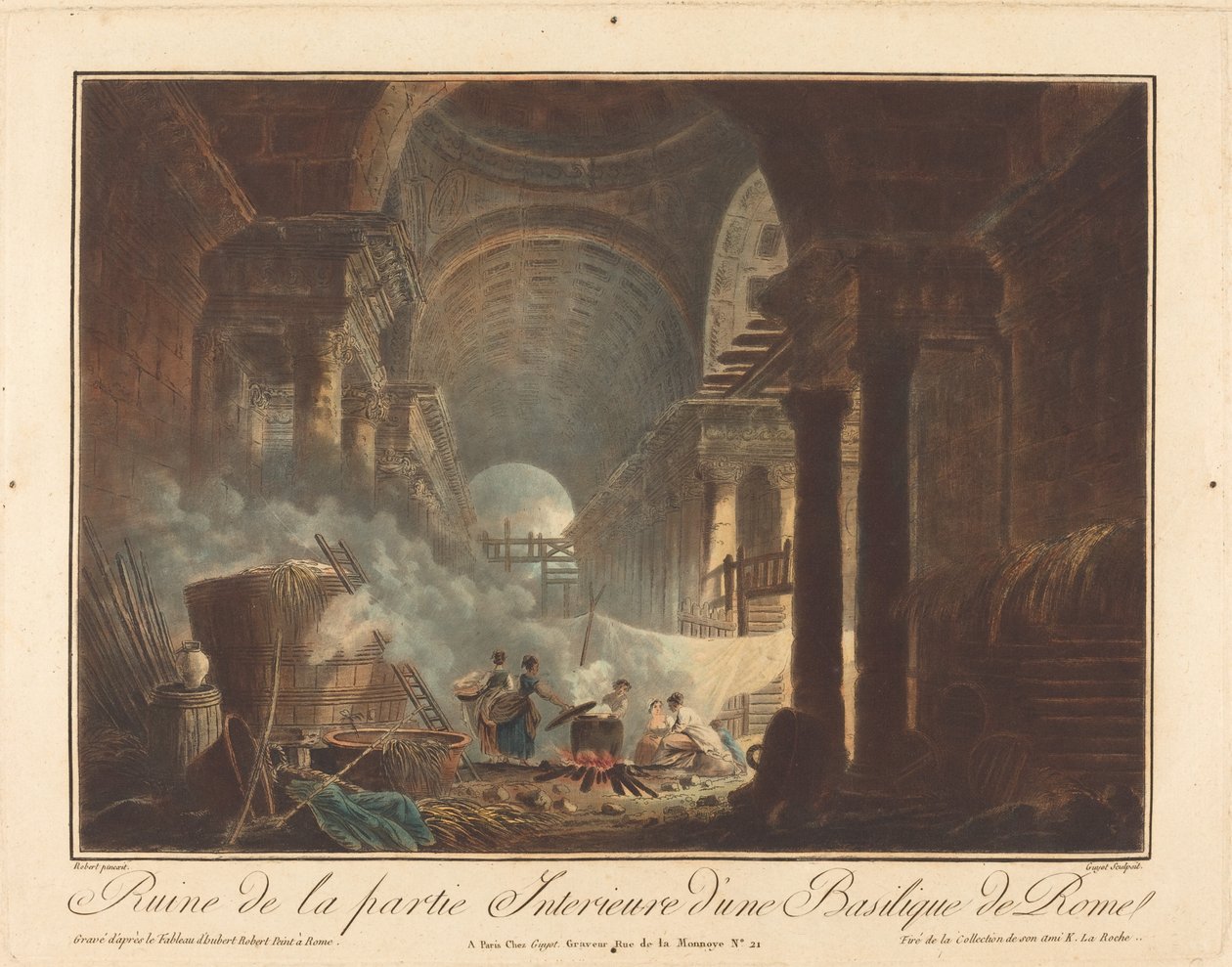 Zřícenina vnitřní části baziliky v Římě od Laurent Guyot after Hubert Robert