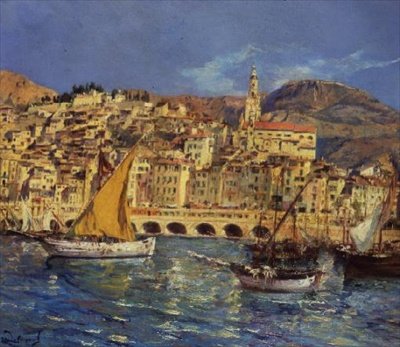 Město Menton, Jižní Francie od Laurent Lucien Gsell