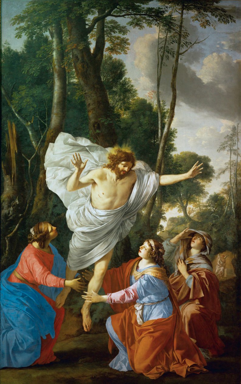 Apparition de Jesus aux trois Maries - Kristus se zjevuje třem Mariím... od Laurent de (workshop of) La Hyre