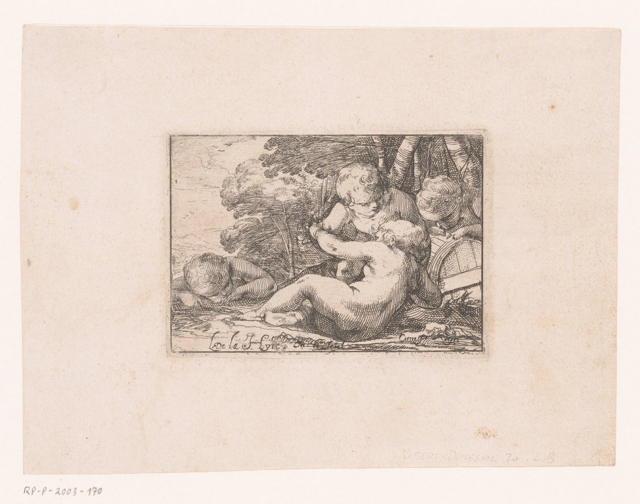 Bacchanal s opilým putti od Laurent de La Hire