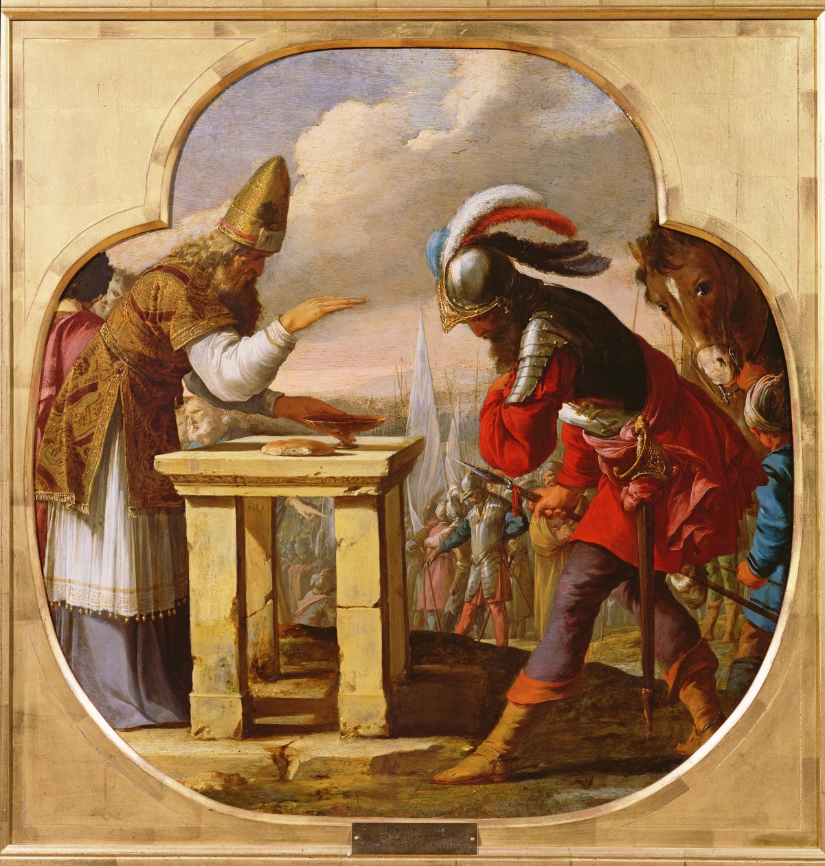 Setkání Abrahama a Melchisedeka, kolem roku 1630 (olej na mědi) od Laurent de la Hyre