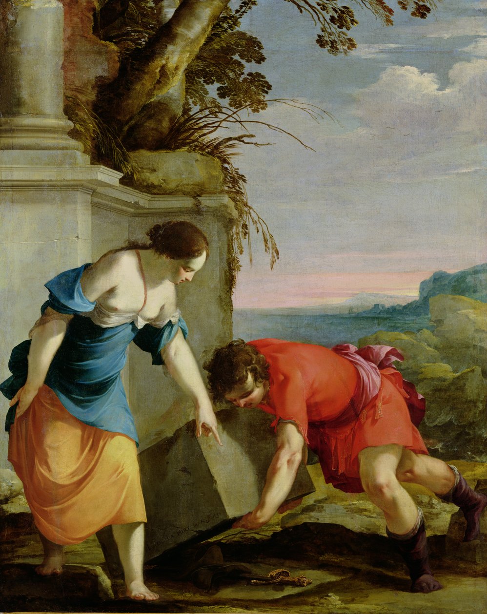 Theseus najde meč svého otce, 1634 od Laurent de la Hyre