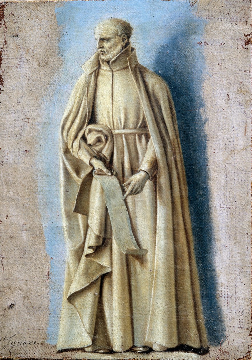 Svatý Ignác držící svitek s pravidly jeho řádu Malba s camaieu na plátně od Laurenta de La Hyre (1606-1656) 17. století Sun. 0,33 x 0,23 m Paříž. muzeum Louvre od Laurent de la Hyre