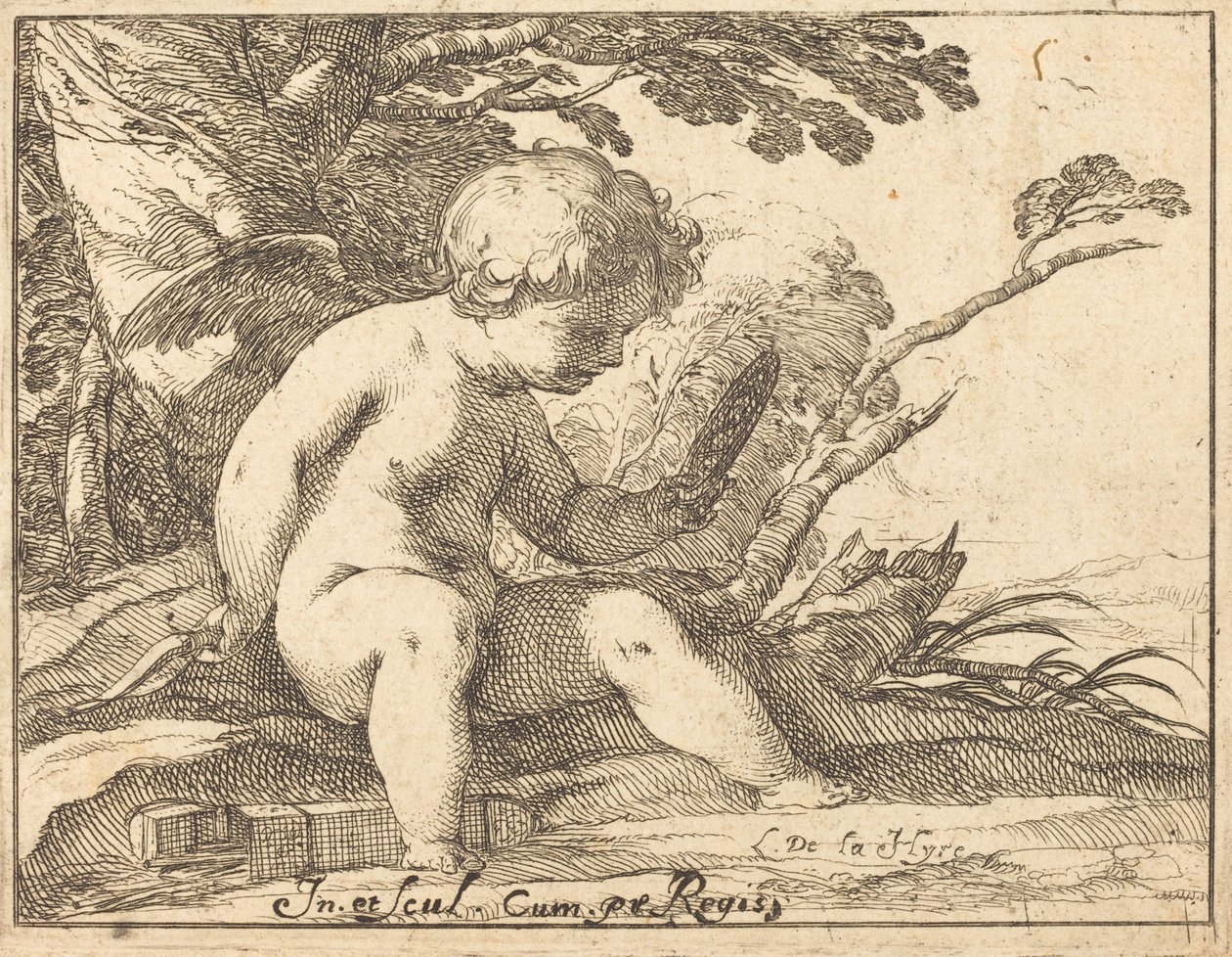 Cupid při pohledu do zrcadla od Laurent de la Hyre