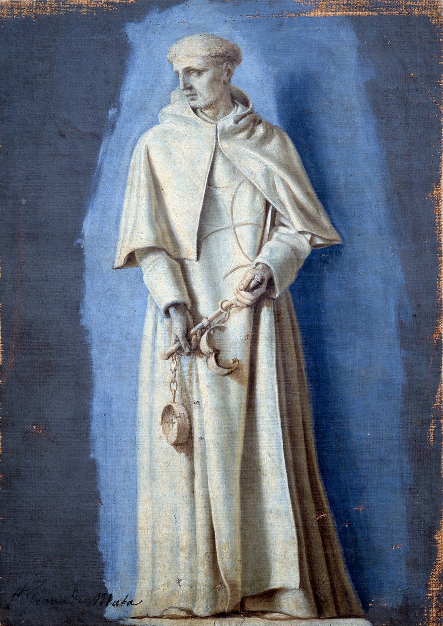 Saint Jean De Matha stojící držící řetězy Malba s camaieu na plátně od Laurenta de La Hyre (1606-1656) 17. století Sun. 0,33 x 0,23 m Paříž. muzeum Louvre od Laurent de la Hyre