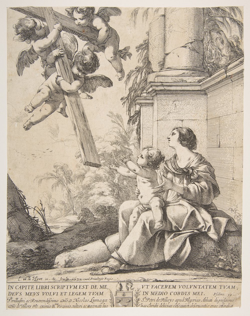 Panna a dítě s anděly, 1639. od Laurent de la Hyre