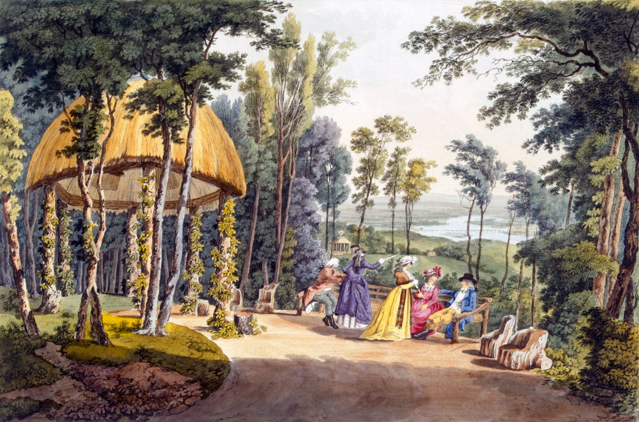 Pohled na Temple Reisenburg, Palác hraběte z Cobenzlu, 90. léta 18. století od Laurenz Janscha