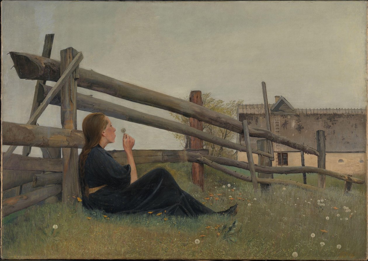 Červen. Dívka foukající semínka pampelišek, 1899 od Laurits Andersen Ring