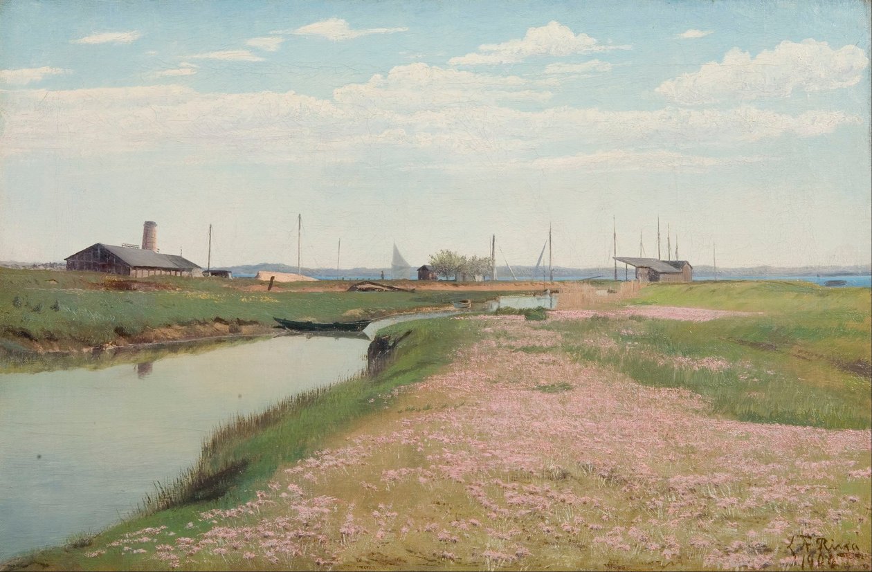 Řeka a přístav ve Frederiksværku od Laurits Andersen Ring
