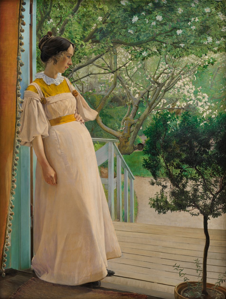 Ve dveřích zahrady. Umělcova manželka, 1897. od Laurits Andersen Ring