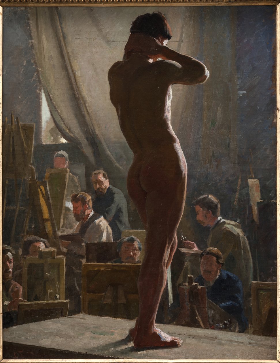 Mužský akt ve studiu Bonnat od Laurits Regner Tuxen
