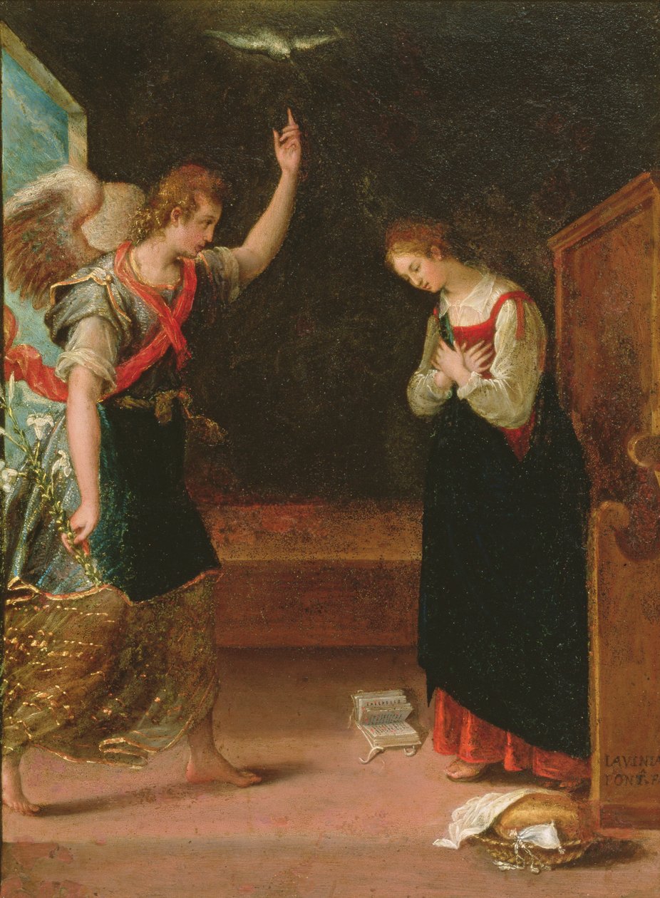 Zvěstování (olej na mědi) od Lavinia Fontana