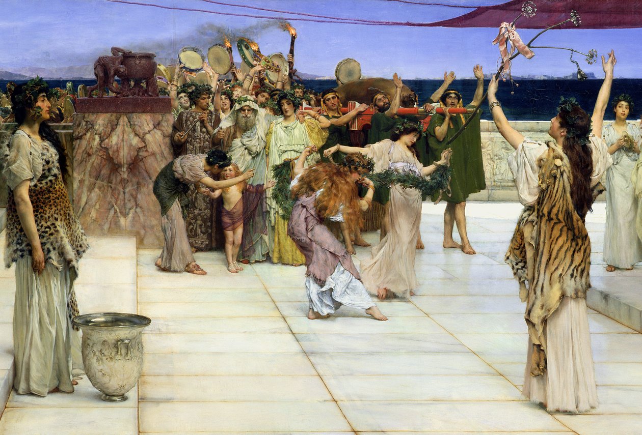 Věnování Bacchovi, 1889 (detail 141017) od Lawrence Alma Tadema