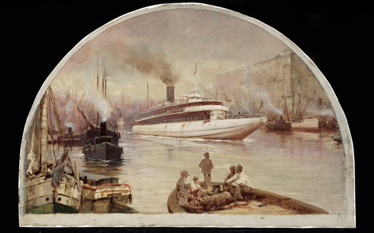 Řeka Chicago u Lake Street Bridge, 1900 od Lawrence Carmichael Earle