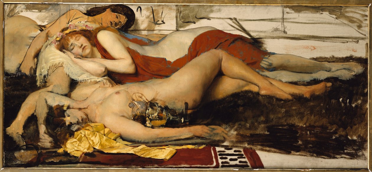 Vyčerpaný Maenides, kolem 1873-74 od Lawrence Alma Tadema