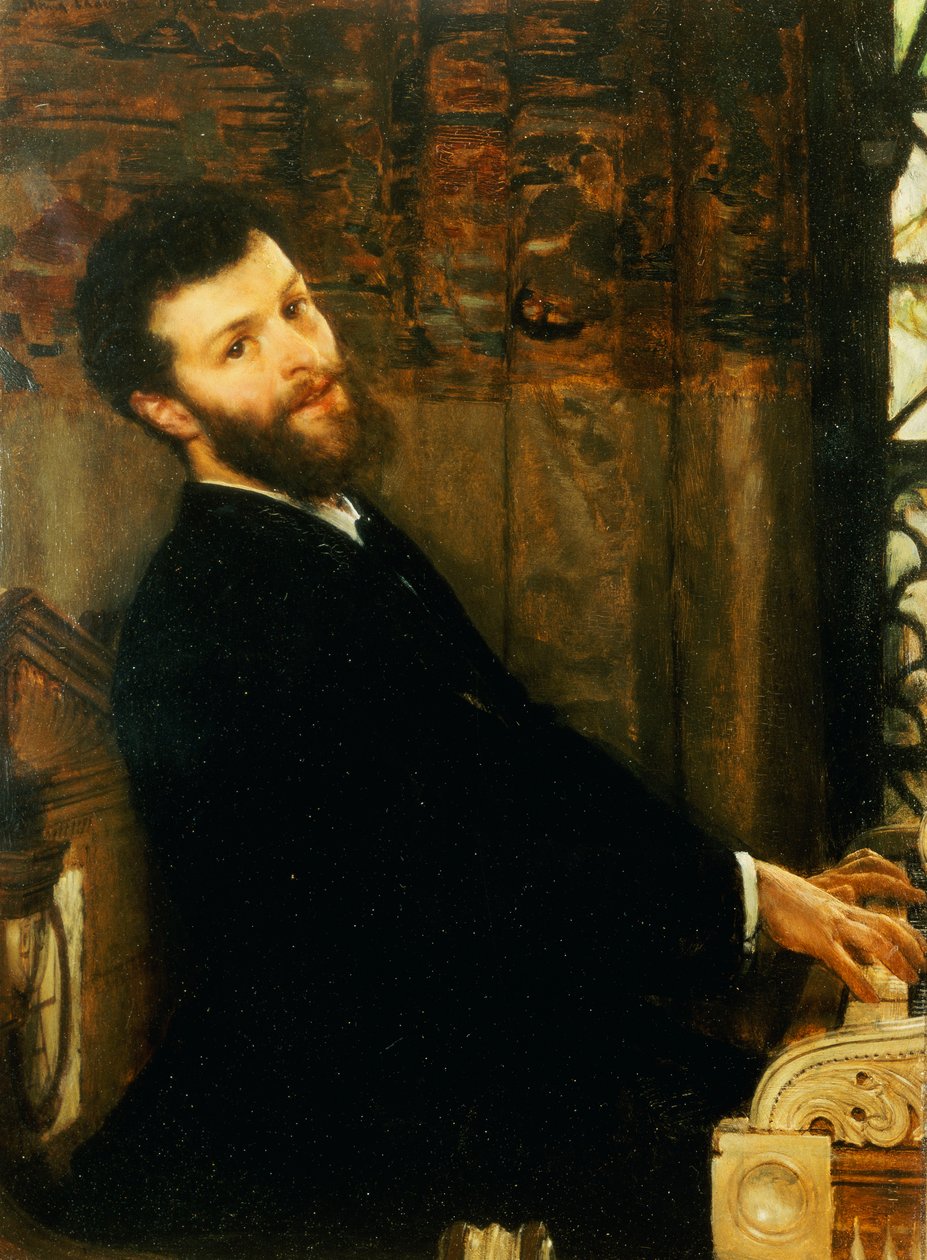 Portrét zpěváka George Henschela hrajícího na klavír Alma-Tadema, Townshend House, 1879 od Lawrence Alma Tadema