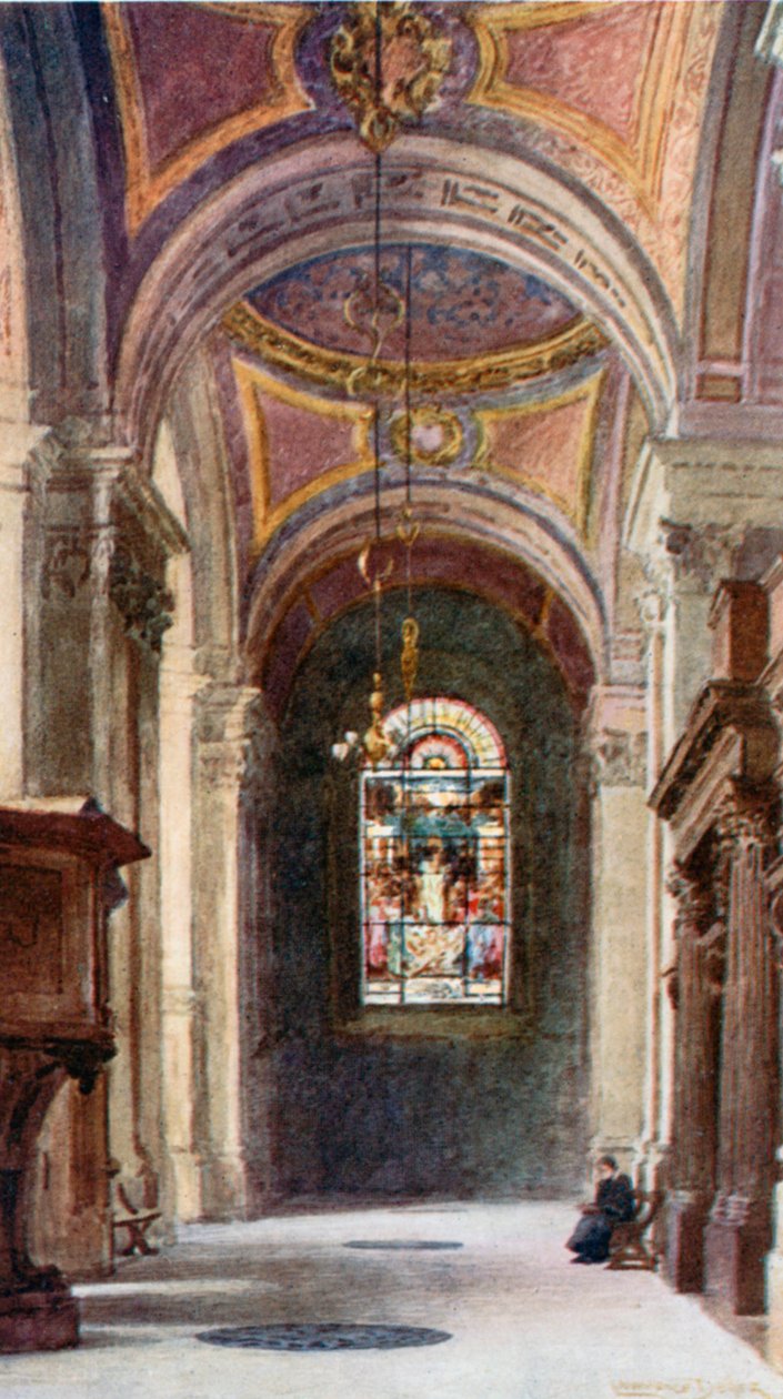 Severní chórová ulička, pohled na východ (barevná litografie) od Lawrence Deller