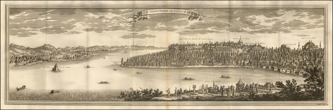 1711 ilustrace - Pohled na Velký konstantinopolský serail od Le Blond