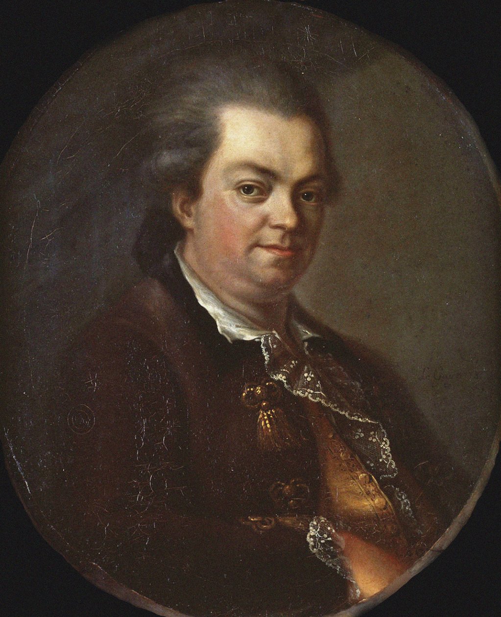 Portrét Josepha (Giuseppe) Balsama, zvaného Alessandro, hrabě z Cagliostro (1743-1795), dobrodruh a zakladatel zednářského obřadu zvaného egyptský - od Le Gaye (aktivní 1778-1804) olej na plátně od Le Gay