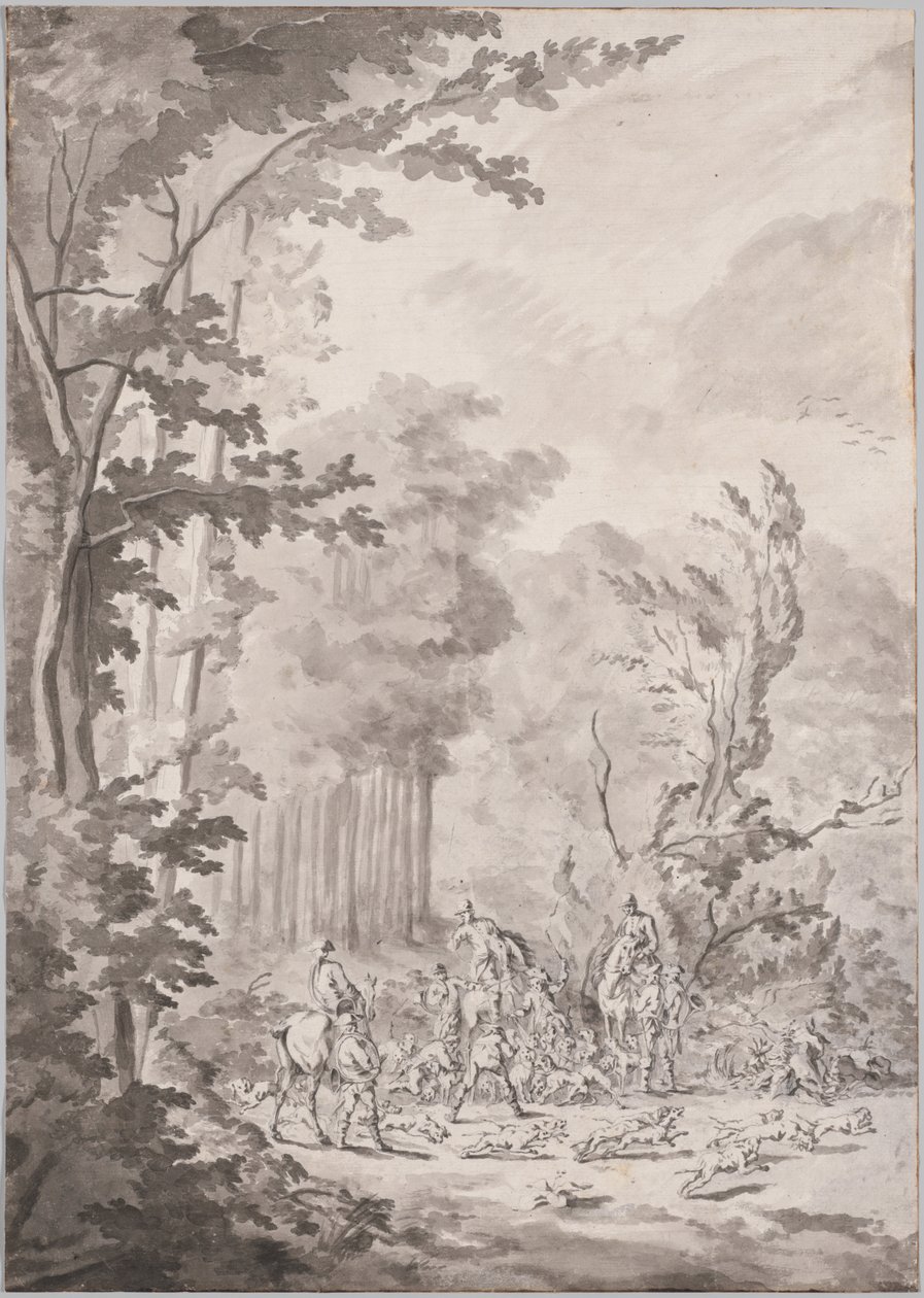 Lovecká párty v Marly, konec 17. nebo začátek 18. století. od Le Vieux Jean Baptiste Martin