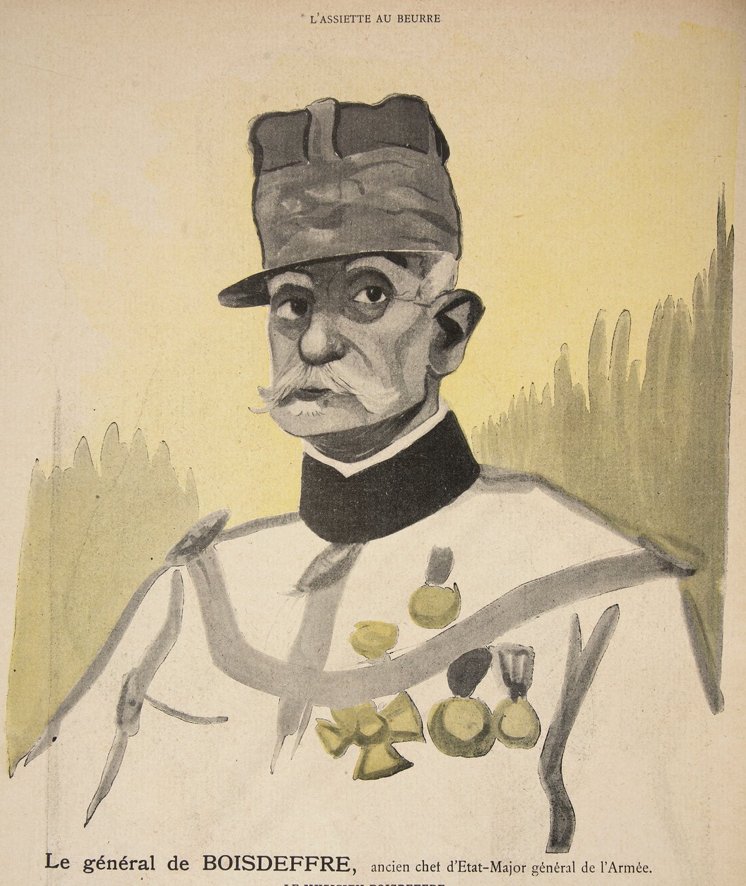 Generál Boisdeffre, bývalý náčelník štábu obrany, ilustrace z 