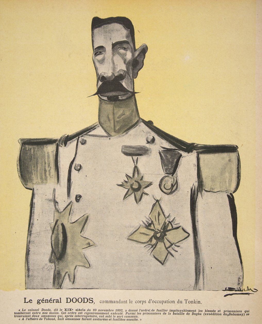 Generál Doods, velící okupačnímu sboru Tonkin, ilustrace z 