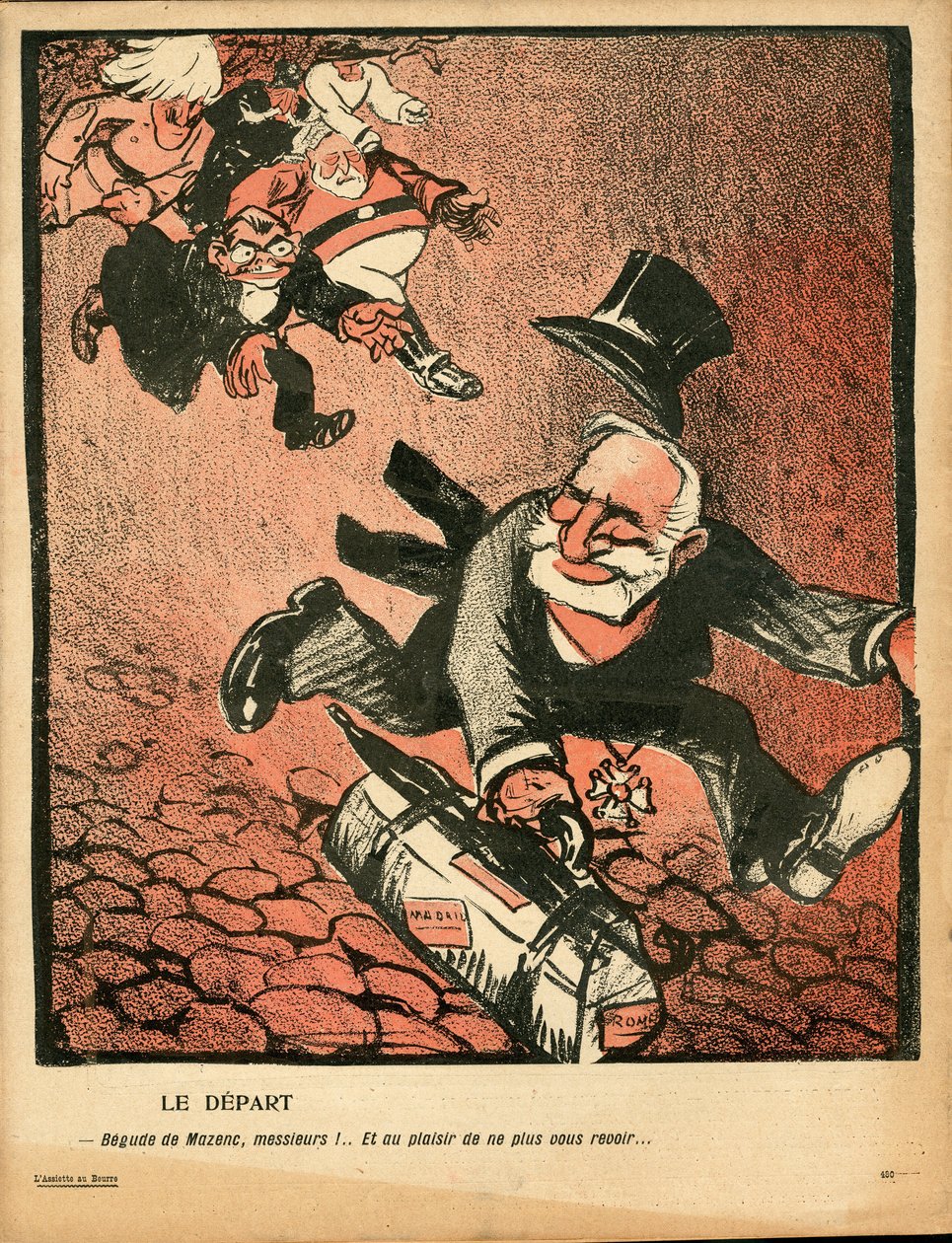 Máselný talíř, číslo 238, satirické barvy od Leal de Camara