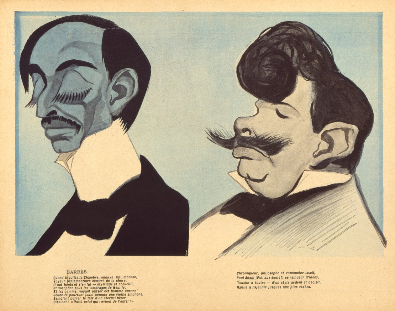 Maurice Barres a Paul Adam, karikatury z 