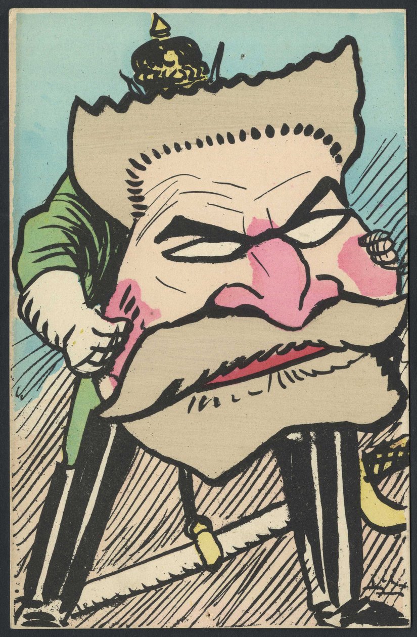 Pohlednice, satirický v barvách, ca. 1905: Německo Prusko, vlastenectví - Jaures Jean - ilustrace Leal de Camara (1877-1948) od Leal de Camara