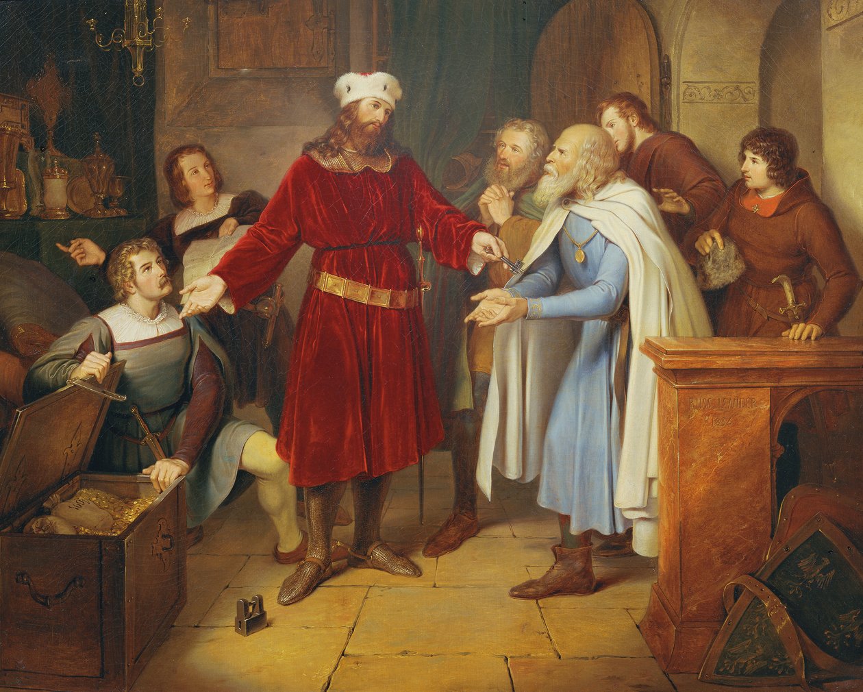 Leopold von Babenberg předává své poklady vídeňským občanům od Leander Russ
