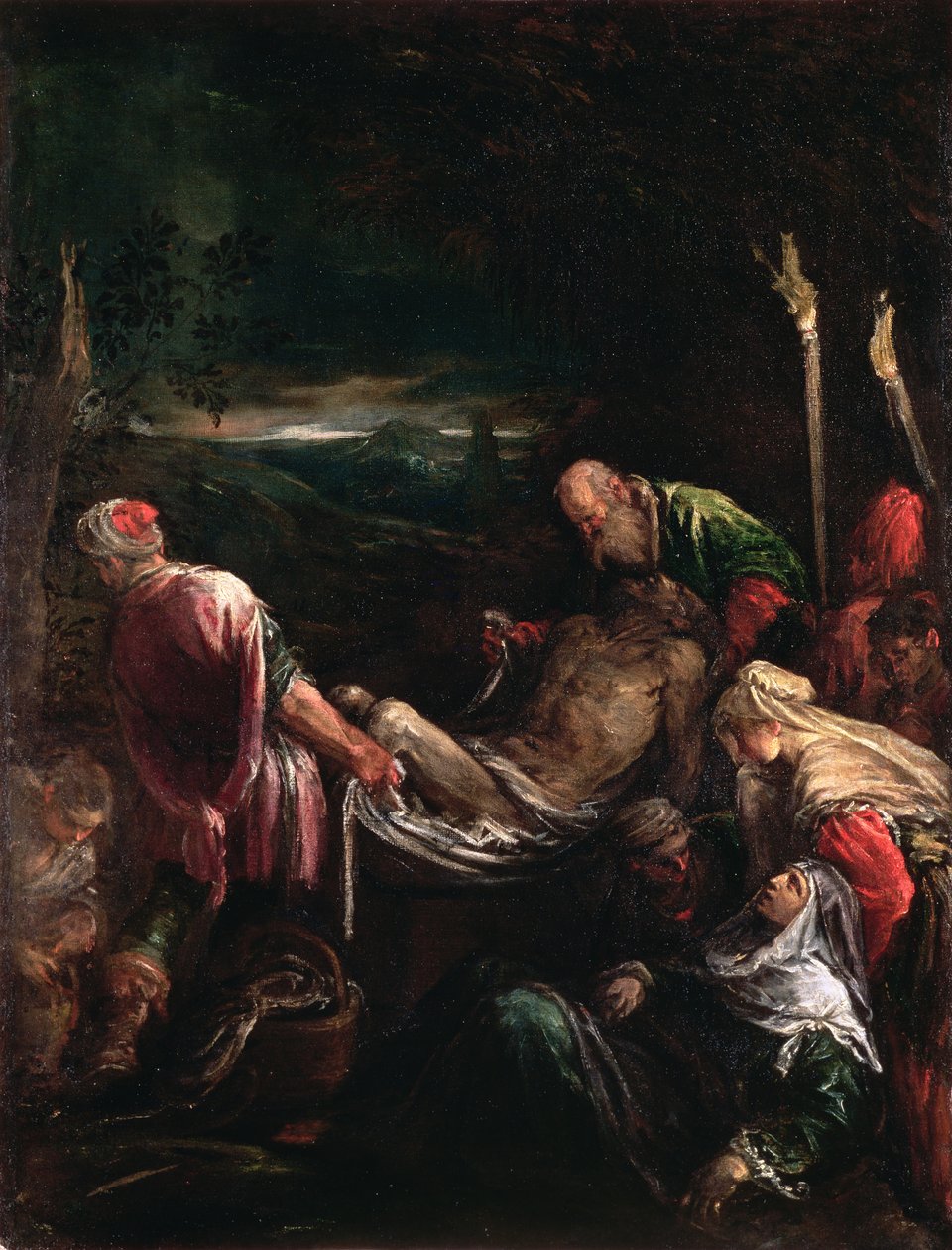Pohřeb Krista, 1578-80 od Leandro da Ponte Bassano