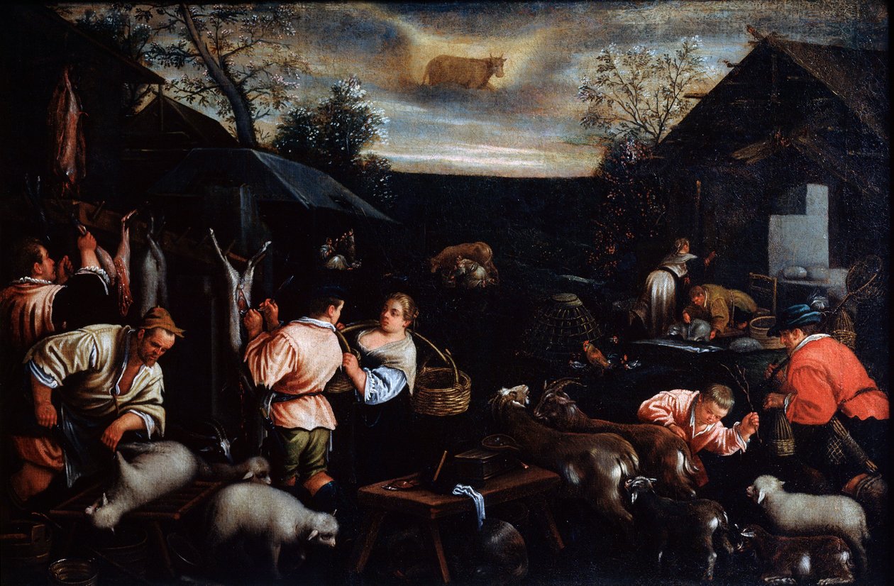 Duben ze série The Seasons, konec 16. nebo začátek 17. století od Leandro Bassano