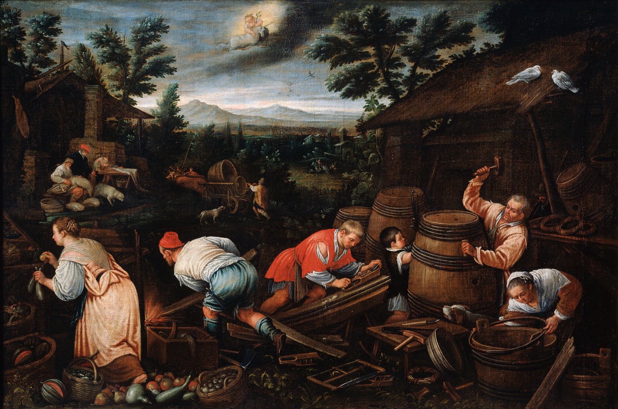 srpna ze série The Seasons, konec 16. nebo začátek 17. století od Leandro Bassano