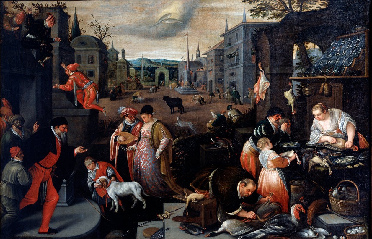 února ze série The Seasons, konec 16. nebo začátek 17. století od Leandro Bassano