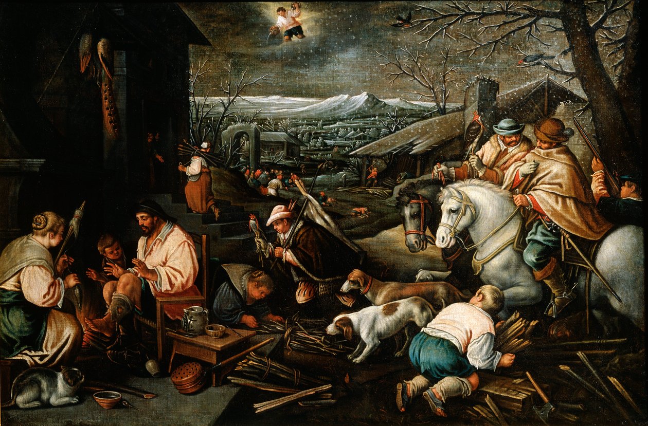 Leden ze série The Seasons, konec 16. nebo začátek 17. století od Leandro Bassano