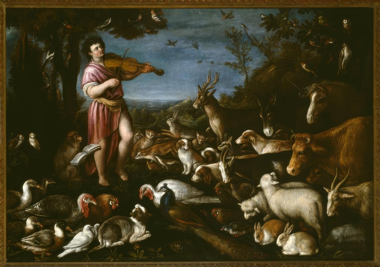 L. da Ponte Bassano, Orpheus okouzluje zvířata / obrazy od Leandro Bassano