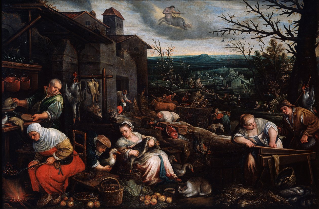 Listopad ze série The Seasons, konec 16. nebo začátek 17. století od Leandro Bassano
