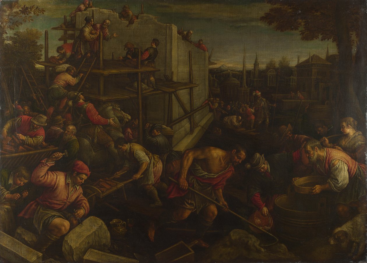 Babylonská věž, ca. 1600 od Leandro Bassano