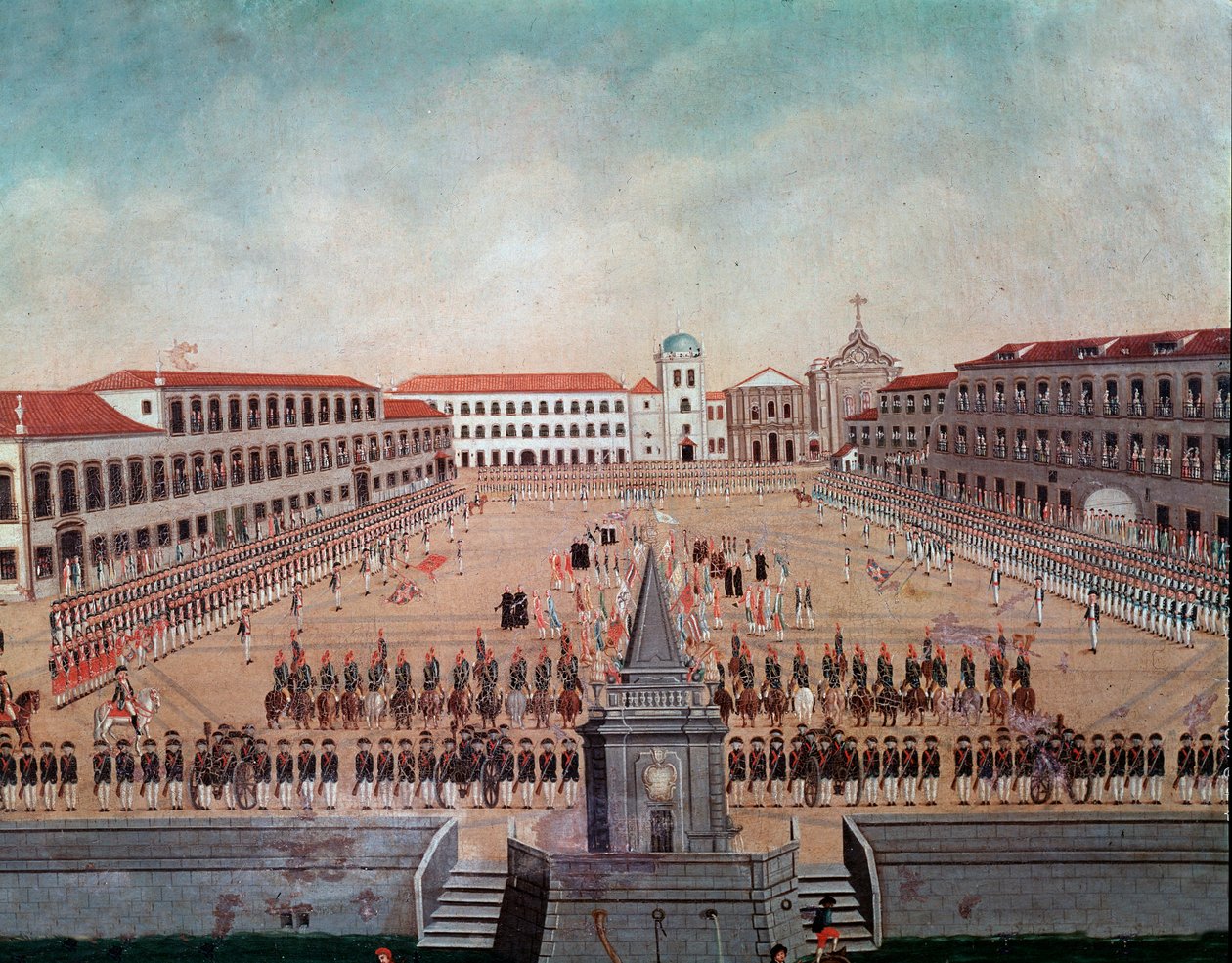 Vojenská přehlídka na Královském náměstí v Rio de Janeiru v Brazílii Akvarel od Leandra Joaquima (1738-1798) Rio de Janeiro z 18. století, Národní historické muzeum od Leandro Joachim