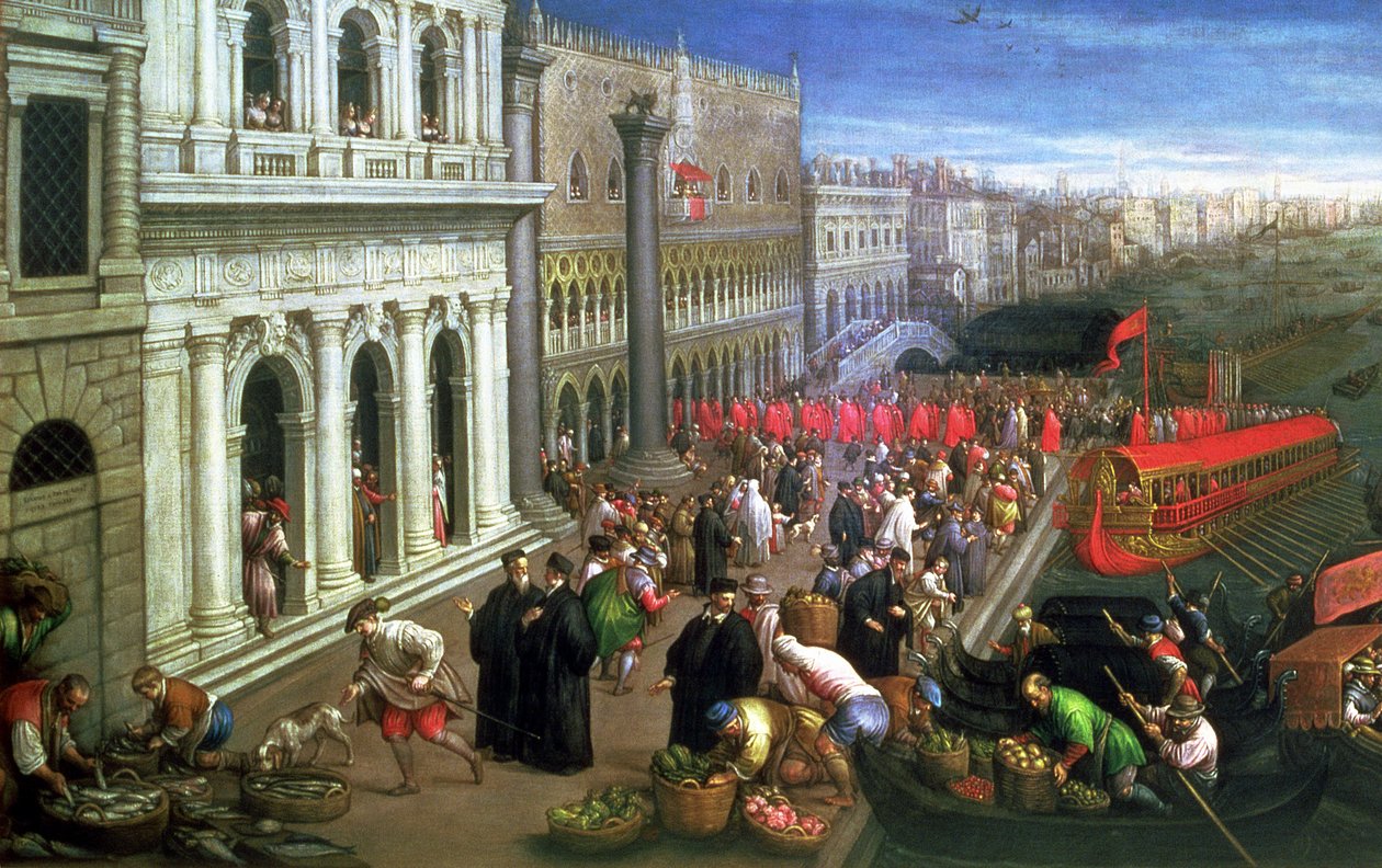 Riva degli Schiavoni, Benátky (olej na plátně) (detail 64549) od Leandro da Ponte Bassano