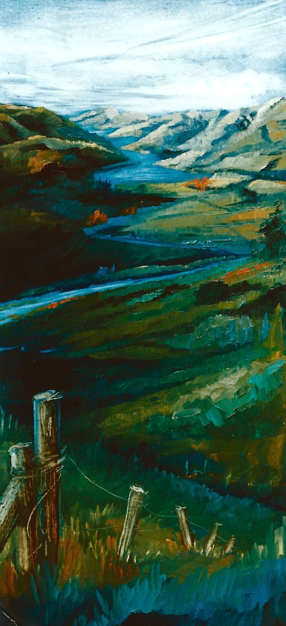 Akaroa NZ, 1997 (olej na papíře) od Lee Campbell