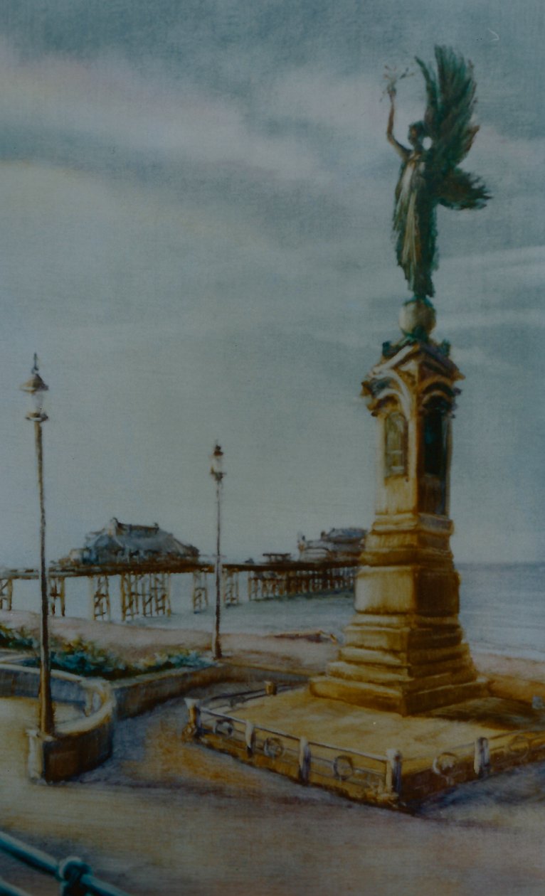 Anděl z Hove, 2000 (olej na papíře) Brightonská socha od Lee Campbell