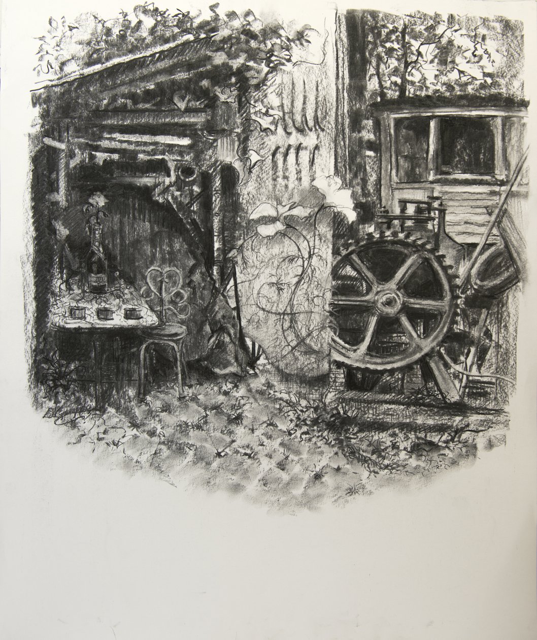 Eel Pie Textures, 2016, (uhlí na papíře) od Lee Campbell