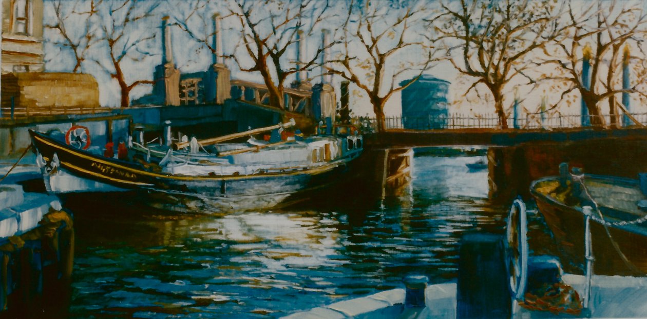 Grosvenor Dock, 2001 (olej na papíře) Loď kotvící v Thames Dock od Lee Campbell