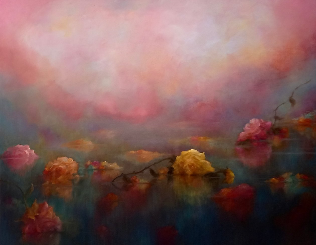 Drift růží, 2025 (olej na plátně) od Lee Campbell