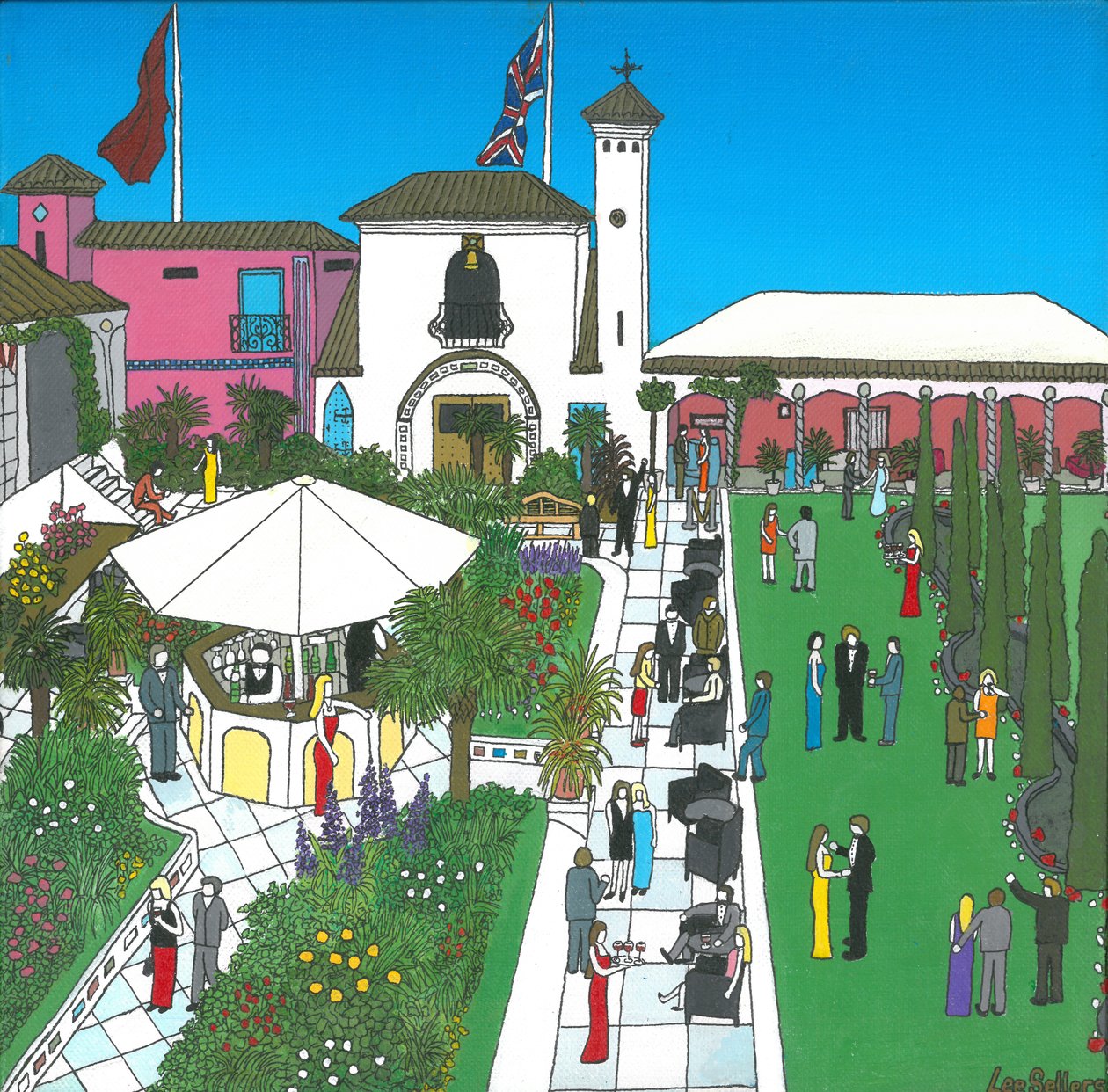 The Roof Gardens, 2010, (Akryl a inkoust na plátně) od Lee Sellers