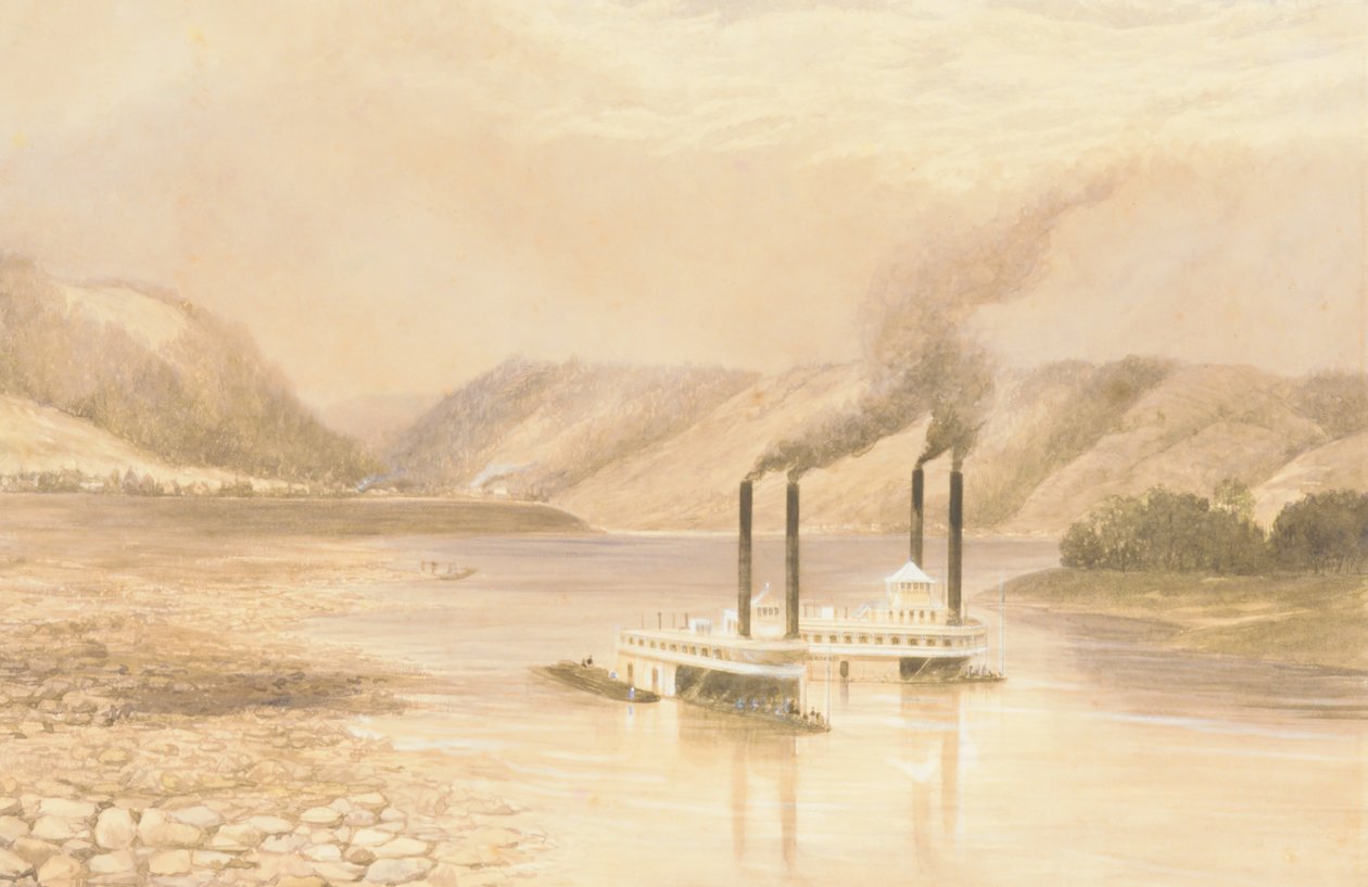 Řeka Ohio poblíž Wheeling, Západní Virginie, 1859-60. od Lefevre James Cranstone