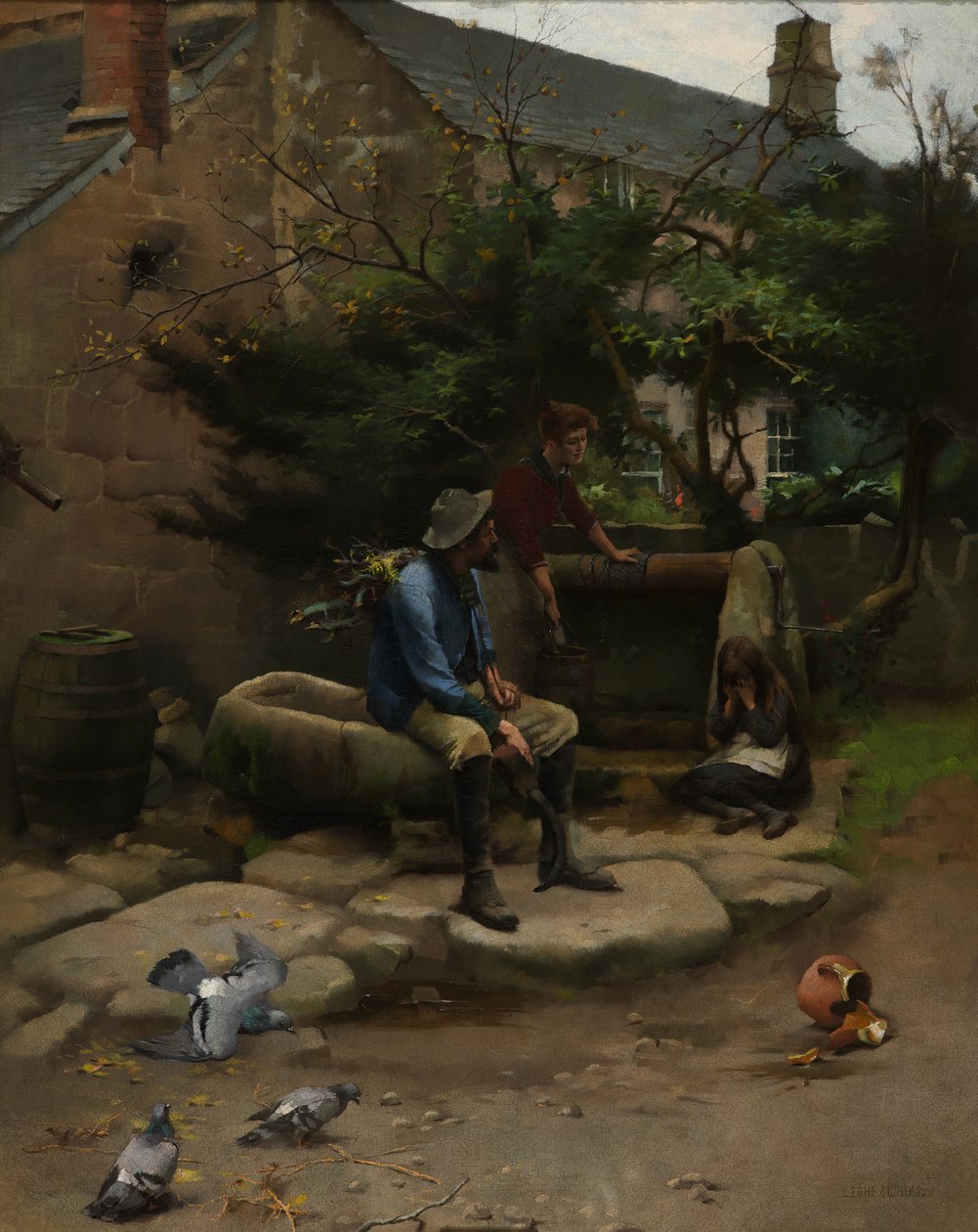 Rozbitý hrnec, asi 1895 (olej na plátně) od Leghe Suthers